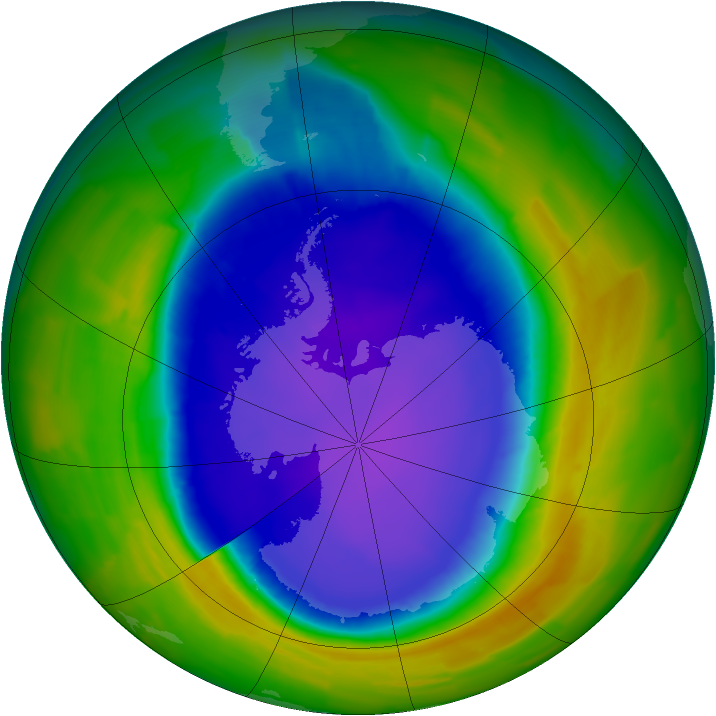 Antarctic ozone map for 19 October 2011